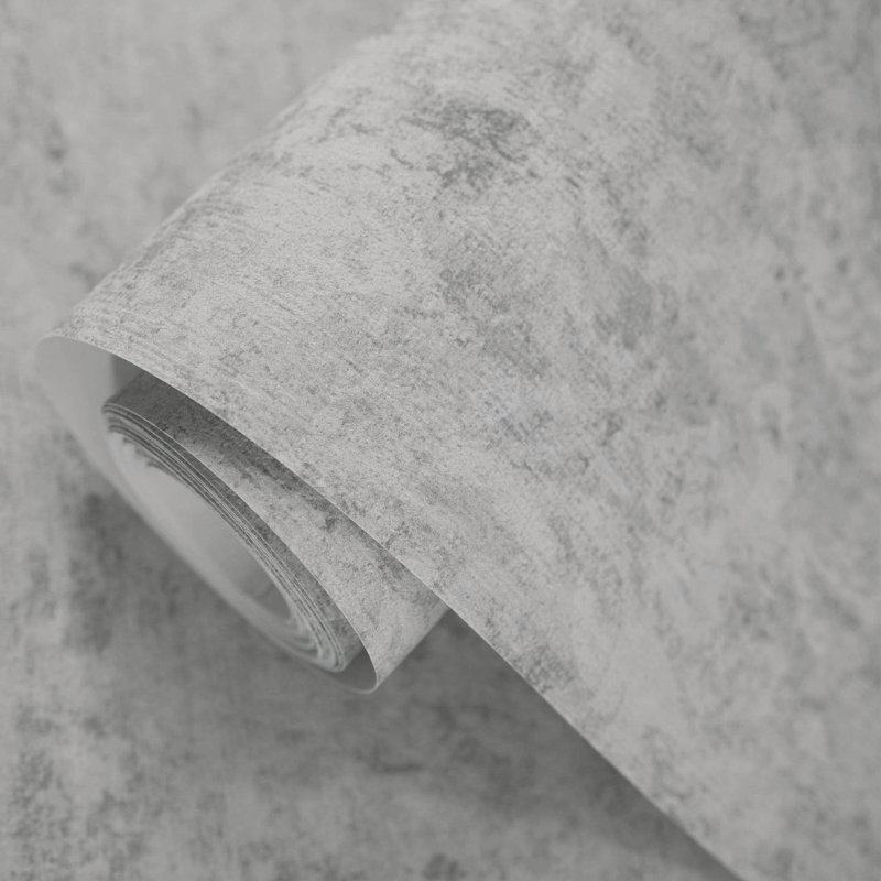 Cerra Collection Arabesco Damask Design Wallpaper Roll, Grey