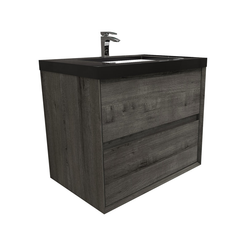 Corujo-Gunetsreiner Kody 30" Wall-Mounted Single Bathroom Vanity Set, Smoke Oak