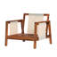 Fauteuil club d'extérieur, structure en bois d'acacia avec accents textilène, coussin hydrofuge pour patio / cour arrière / terrasse