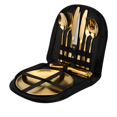 10-Piece Portable Stainless Steel Picnic Set With Knife Fork Spoon For Outdoor Dining And Camping