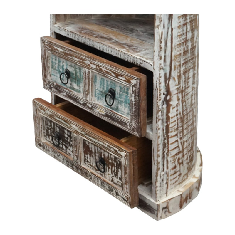 Bibliothèque en bois récupéré avec deux tiroirs