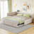 Full Size Upholstered L-Shaped Upholstered Daybed With Twinsize Pop Up Trundle And USB Ports-270624188