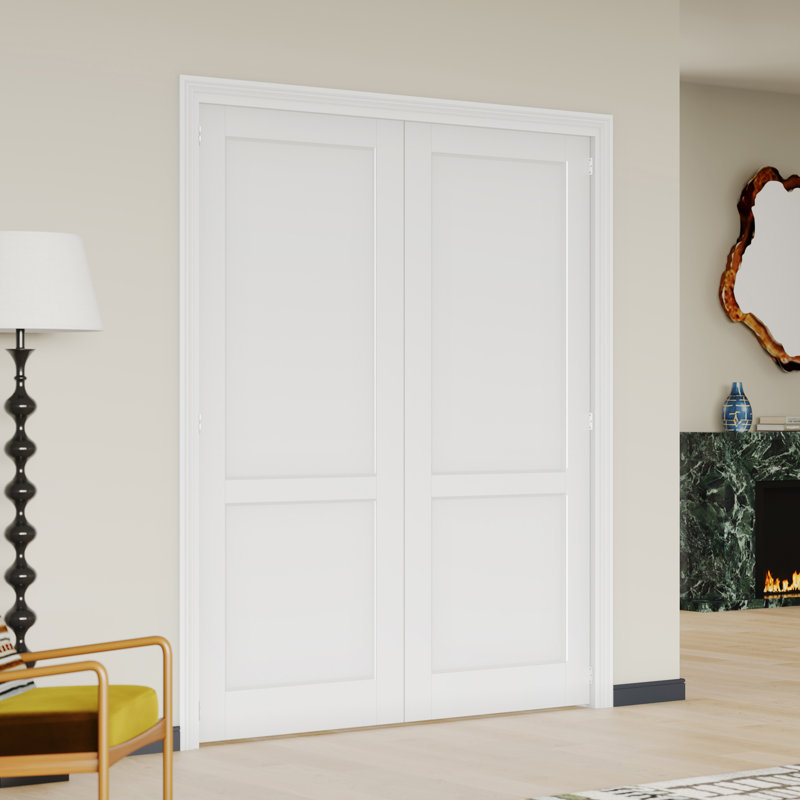 Porte de garde-manger à panneau double en panneau de fibres à densité moyenne 2 portes Prehung, 56 po x 80 po