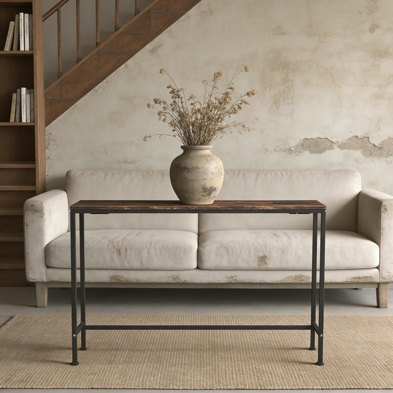 Table de canapé avec station de charge intégrée, console étroite pour canapé, table d'entrée et de couloir peu encombrante avec plusieurs prises de courant