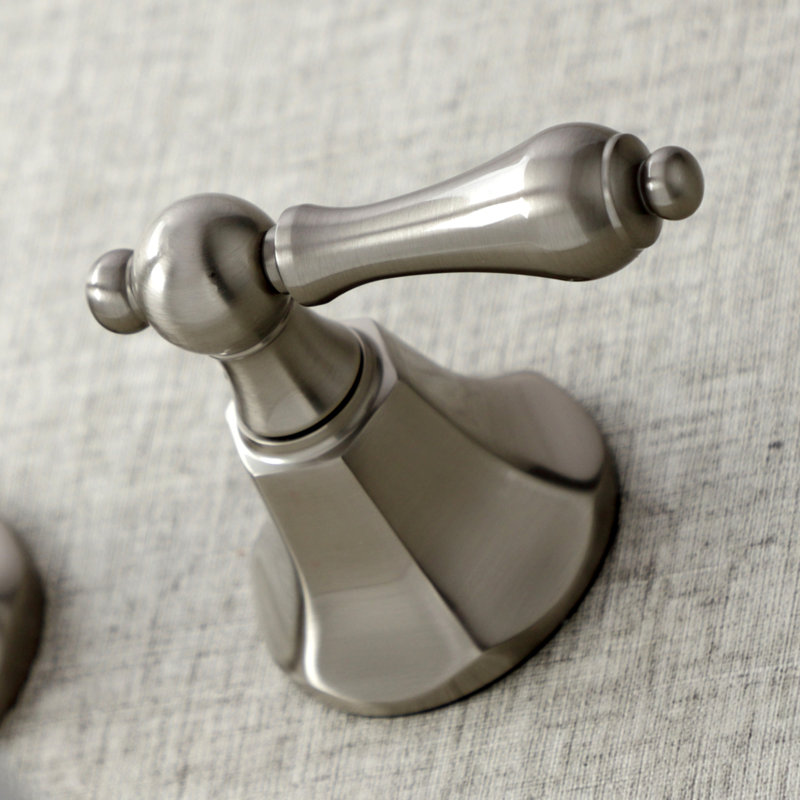 Kingston Brass Metropolitan Two-Handle 3-Hole Wall Mount Bathroom Faucet, Brushed Nickel