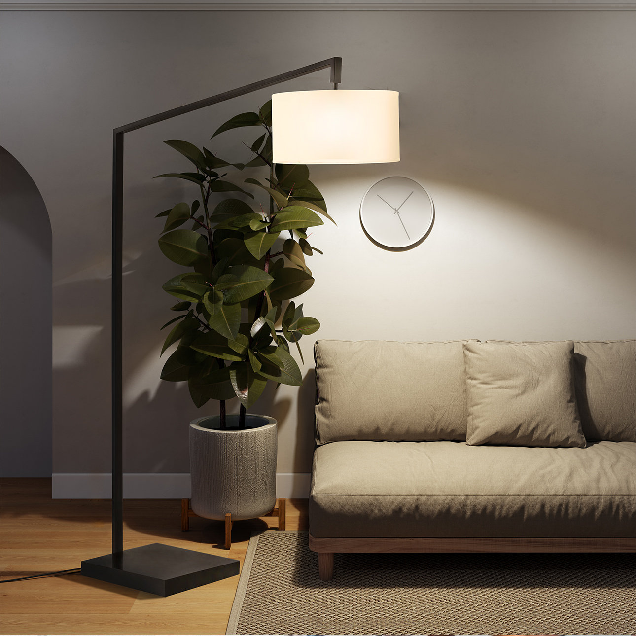 Stretch 75" Dimmable Floor Lamp, Matted Black