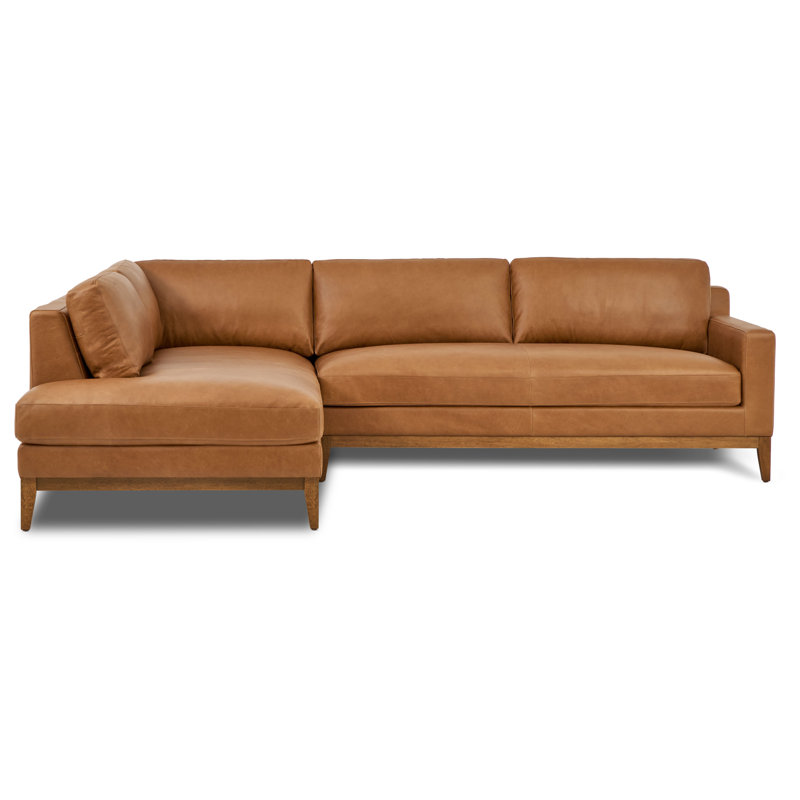 Canapé modulaire 115 po en cuir véritable italien brun clair Zyon, Face à la gauche