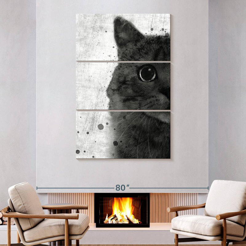 Brampt Black And White Cat, 74" H x 48" W