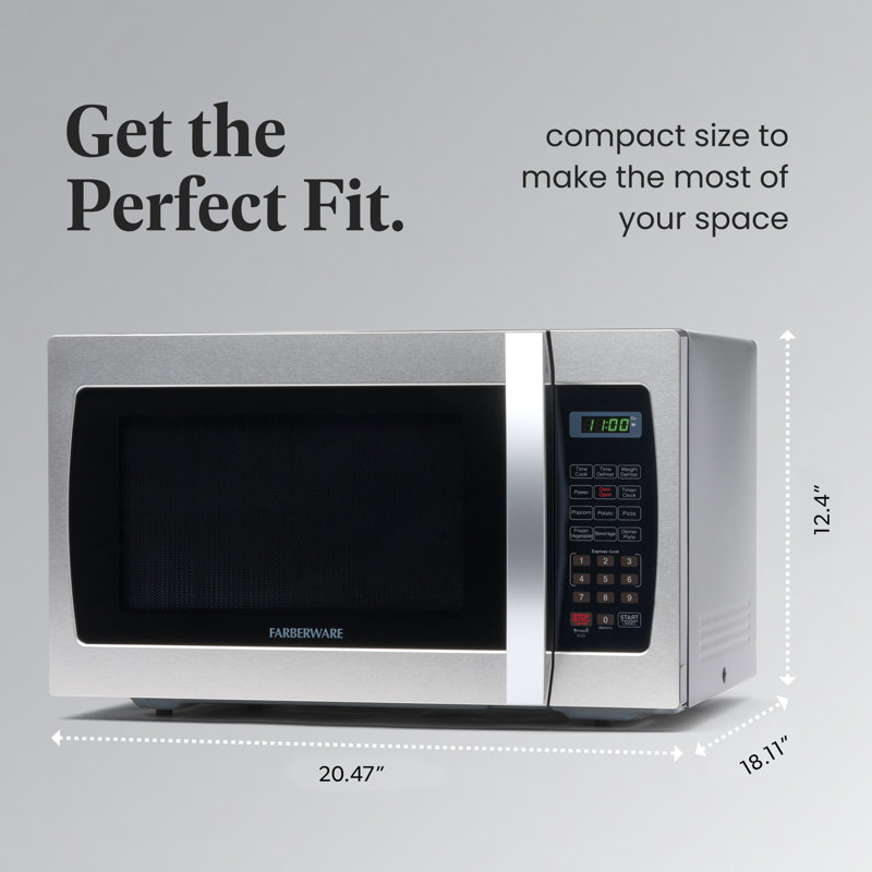 Farberware Professional Microwave Oven, 1.3 Cu. Ft., 1000-Watt, with Child Lock and Sensor Cooking