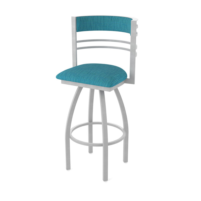 Hunter Swivel Stool, Tabouret de bar (siège d'une hauteur de 30 po), Nickel anodisé, Tissu-graphique marée