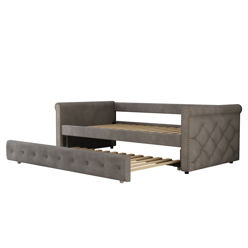 Jill Upholstered Bed, Grey