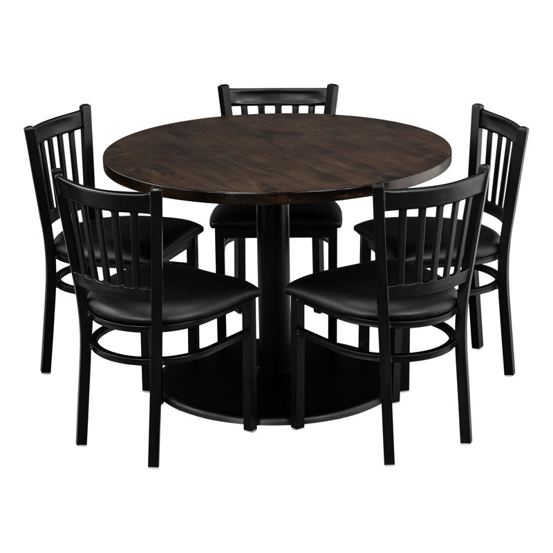 42" Round Table Dining Set, Dark Brown