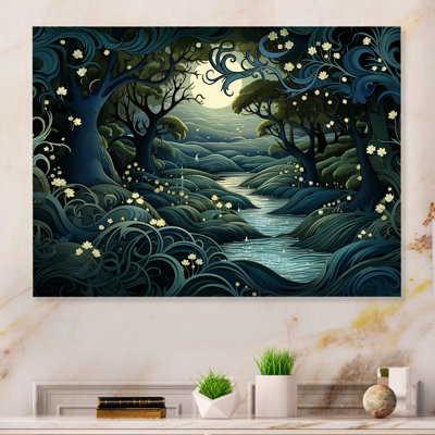 «Jungle River Collage At Night 2», art mural en métal Jungle MT134978