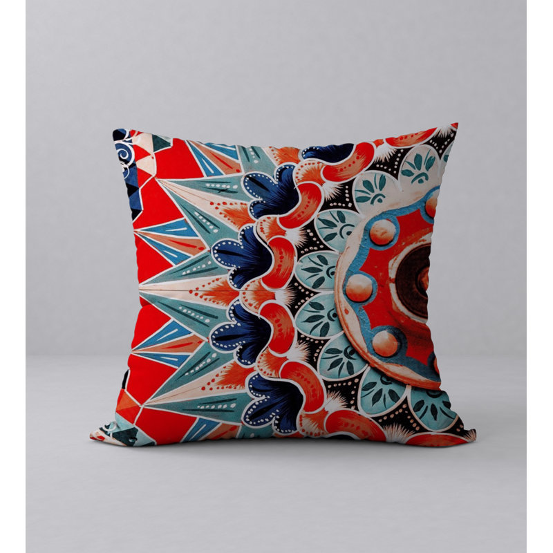 Abstract Pillow Cover, 18" x 18", Red/Sky