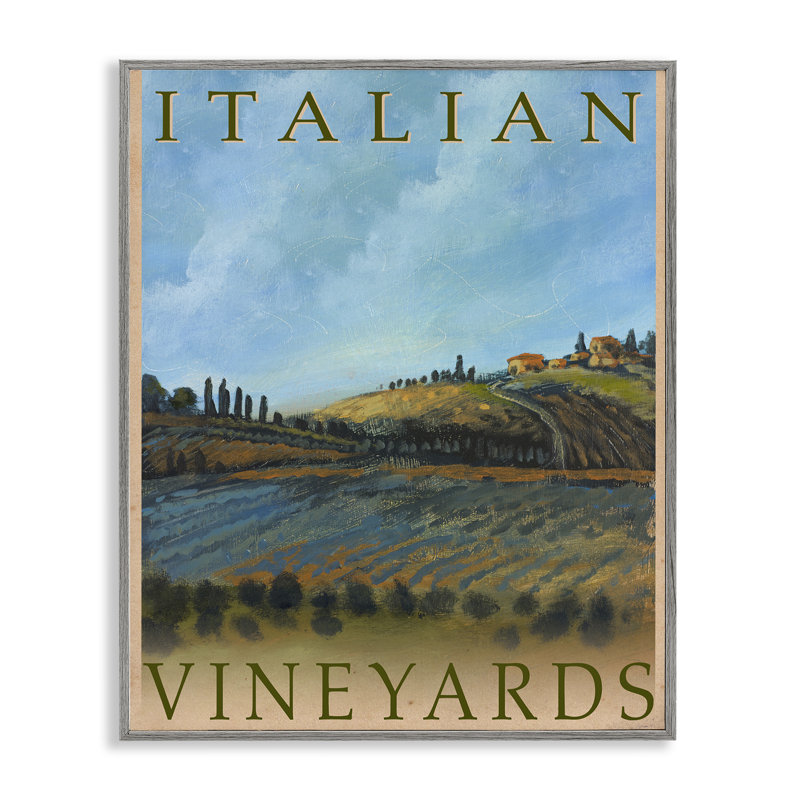 «Italian Vineyard», affiche rétro encadrée par Kingsley, H 20 po x l 16 po, Estampe numérique Farmhouse
