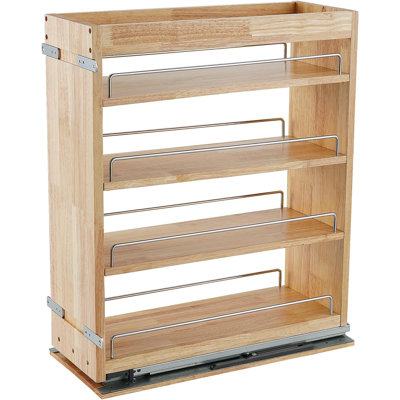 Pull Out Spice Rack Cabinet Organizer, (8" W x 21.9" D x 25.2" H) Multi-Use Soild Wood Pull Out