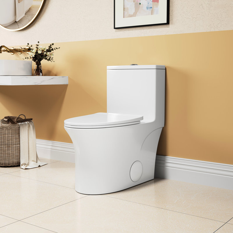 White Ceramic Toilet, 1.1/1.6 Elongated Comfort Height, & , Long-Lasting Close Seat T039wt Closely