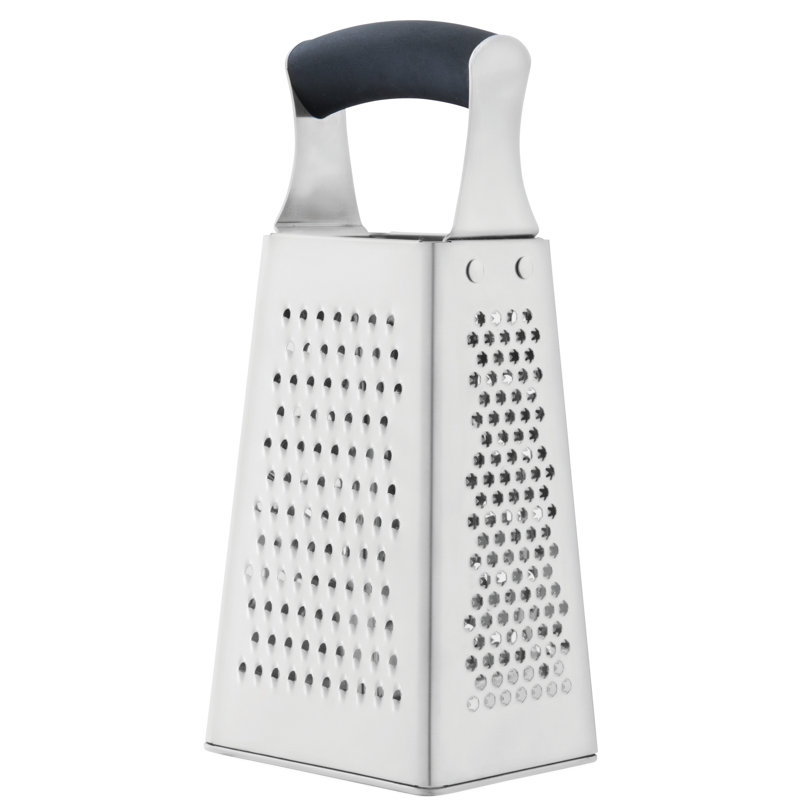 9" Stainless Steel 4-Sided Grater with Soft-Grip Handle