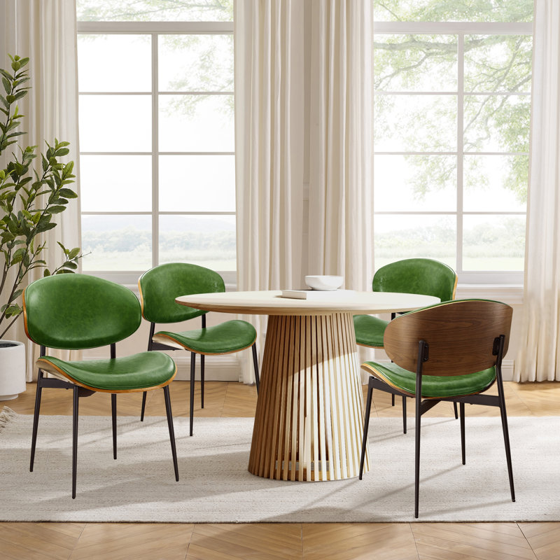 46cm H Upholstered Metal Side Chair, Green