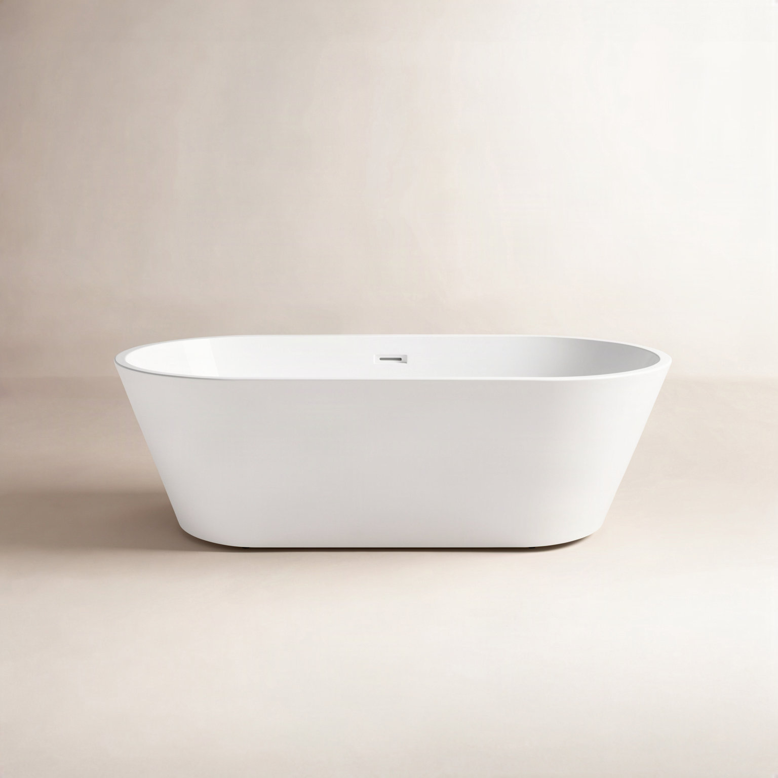 Iris 59" Freestanding Soaking Acrylic Bathtub, White/Polished Chrome