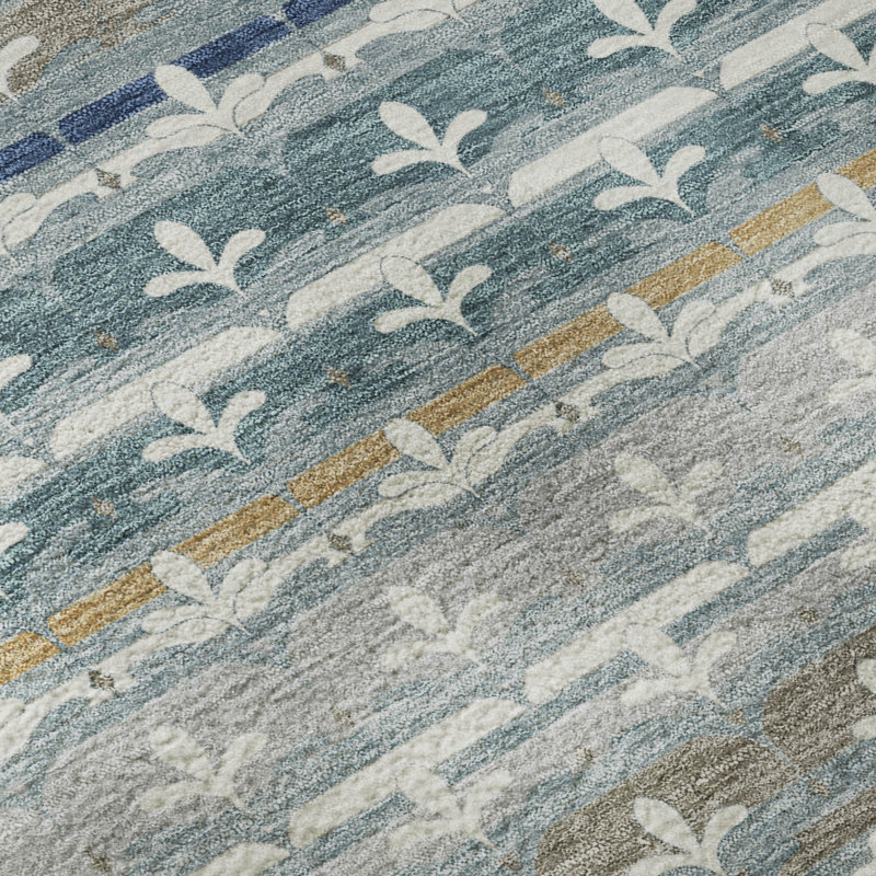 Tapis damassé de qualité supérieure Mayfield AMF2479, Sarcelle, Tapis de couloir 2 pi 3 po x 7 pi 6 po