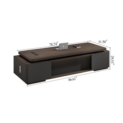 86.61"Luxury-simplified brown rectangular executive office table