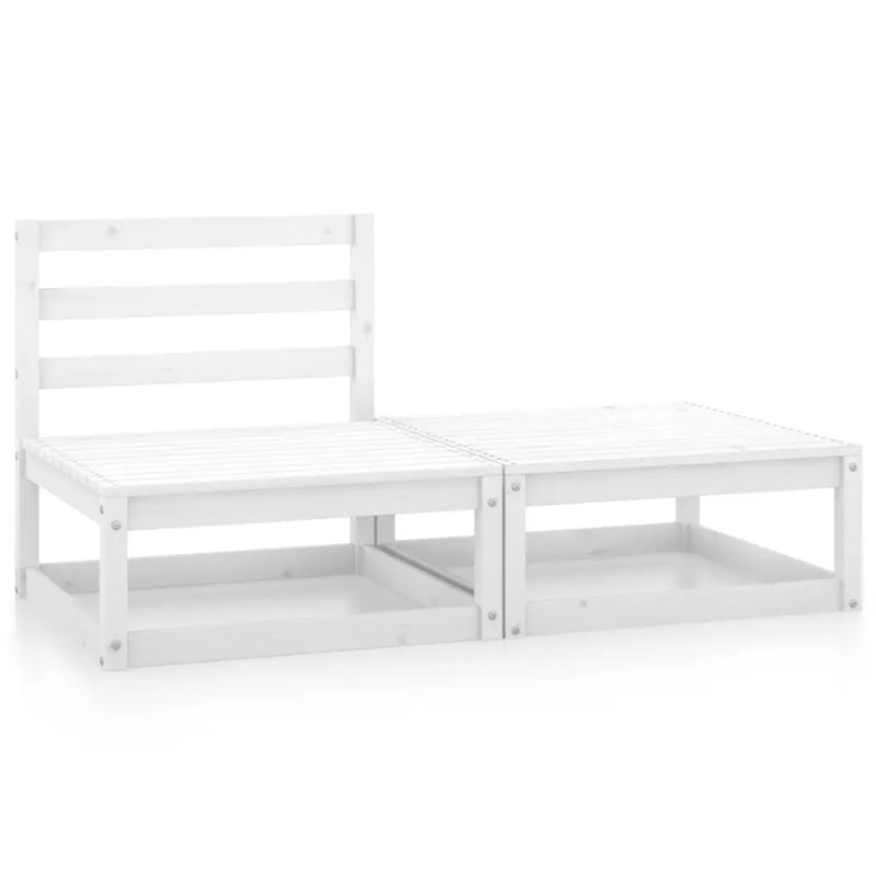 17 Stories 2 Piece Garden Lounge Set Honey Brown Solid Pinewood_Table, White