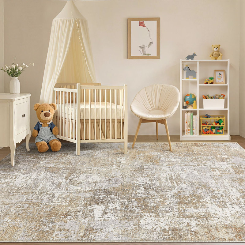 Modern Area Rug Abstract Machine Washable Rugs with Non-Slip Backing, Stain Resistant Large Area Rugs for Living Room Bedroom