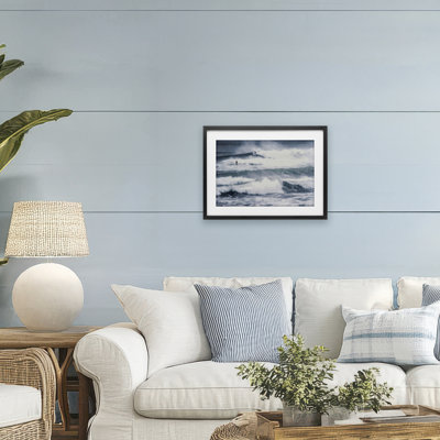 Tidal Waves Clash Framed Print Under Glass, design by Norm Stelfox