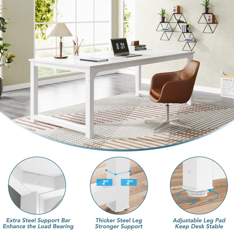 Montserat Desk, 30.3" H x 78.7" W x 39.4" D, White