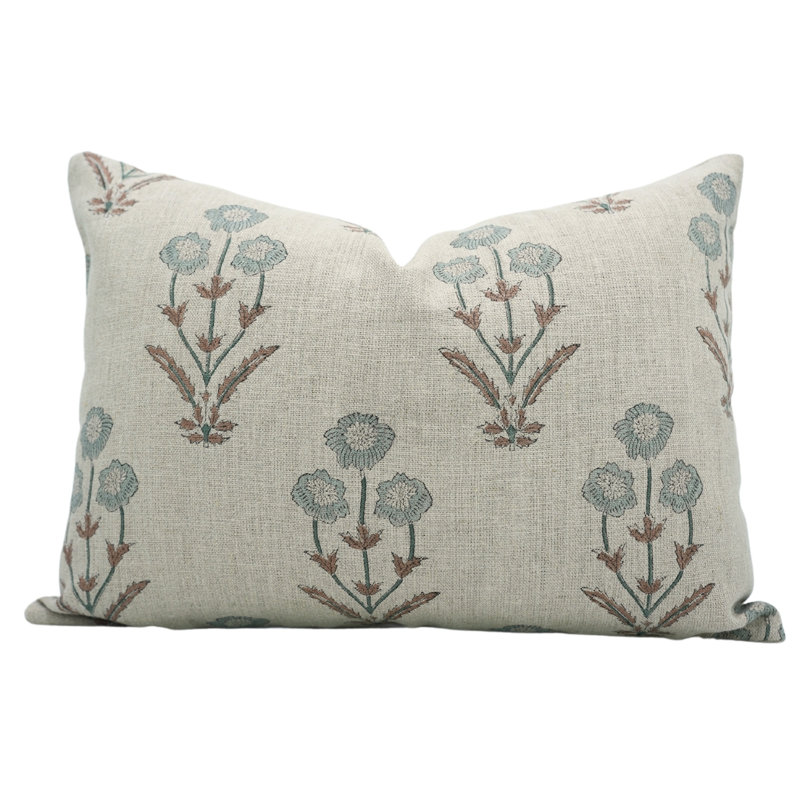 Fabdivine Sustainable Handmade Linen Pillow Cover Elegant Block Print Home Accent - Amitabh, 20"H x 20"W