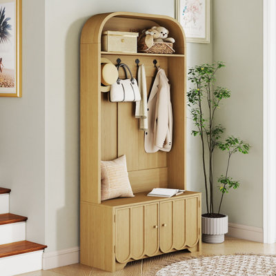 Arbre d'entrée de 31,4 po de largeur avec banc et rangement pour chaussures