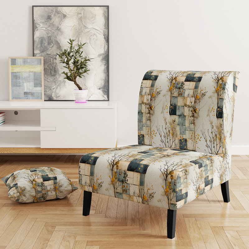 Chaise d'appoint Garden Farmhouse Floral, Rêves botaniques cubiques gris