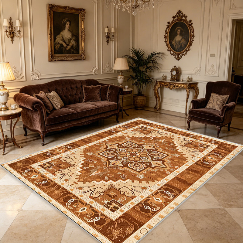 Caramel Vintage Charm carpet-easy to clean, machine-washable, soft and comfortable; suitable for door mats, kitchens, living rooms, bedrooms, corridors, and laundry areas. Easy to clean, durable carpet for home decoration.