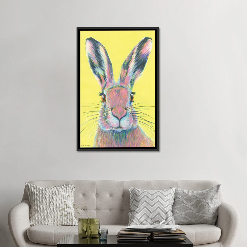 «Mad March Hare», impression sur toile tendue, H 26 po x l 18 po x P 1,5 po, Toile avec cadre flottant noir, Pas de tapis
