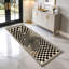 Tapis de couloir de cuisine moderne noir et blanc à motif géométrique antidérapant à motif d'illusion optique 3D pour la cuisine, le couloir et la salle de lavage