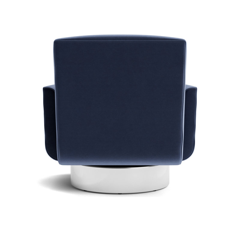 Supernova Full Swivel Chair, Performance Velvet - Indigo, Polished Stainless Steel