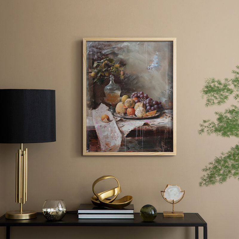 Reproduction encadrée FLORAL Series DCCxxx - bois massif, Naturel, H 30 po x l 24 po