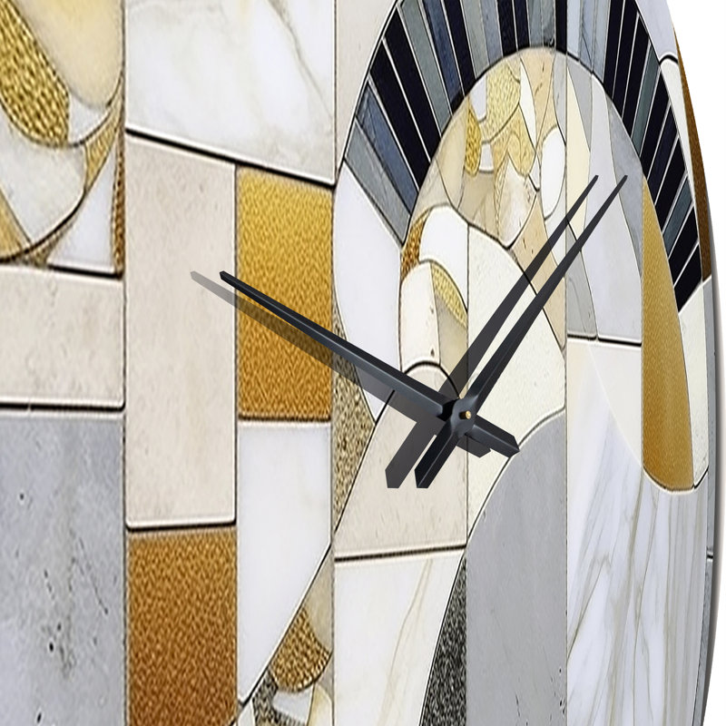 Horloge murale en métal gris et jaune IV, Très grand