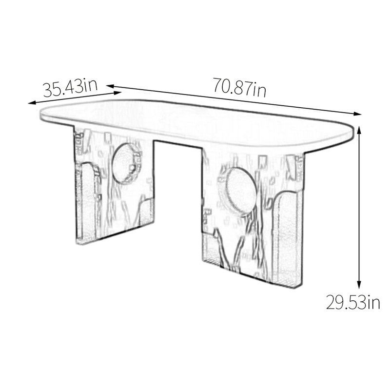 Table de salle à manger Stable, Brun, H 29,53 po x L 70,87 po x l 35,4 po, Blanc