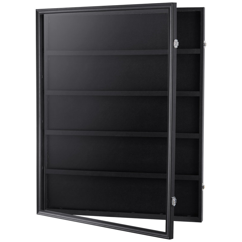 Matte Black Lockable Wall Mounted Sports Card Display Case