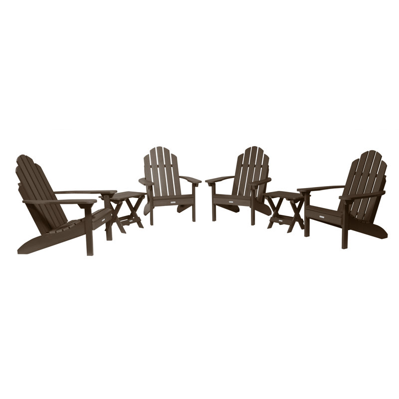 Anette Outdoor Adirondack Chair With Table, Weathered Acorn