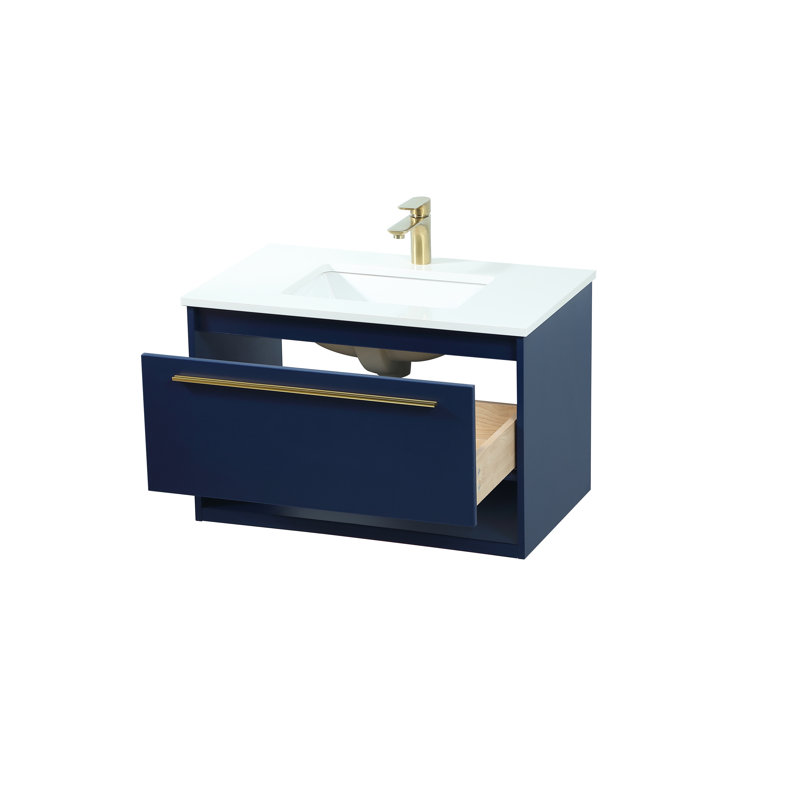 Ensemble de meuble-lavabo mural simple 30 po Roman, Bleu
