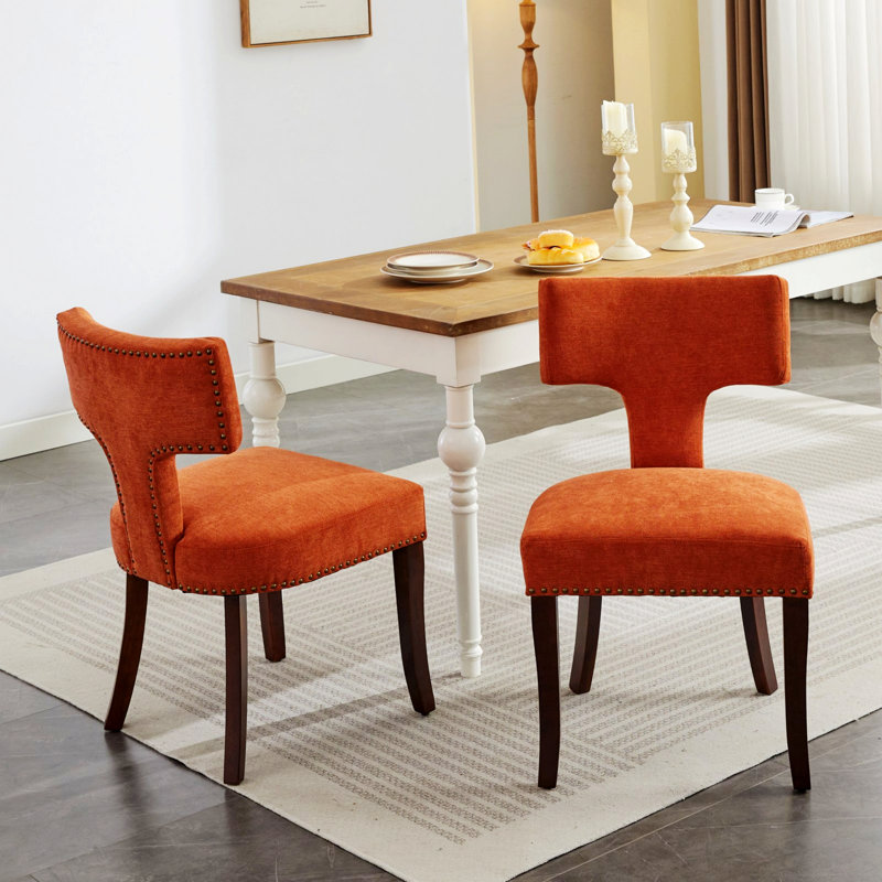 Fauteuil d'appoint, fauteuil de coiffeuse avec pieds en métal, fauteuil d'appoint pour le salon, Orange