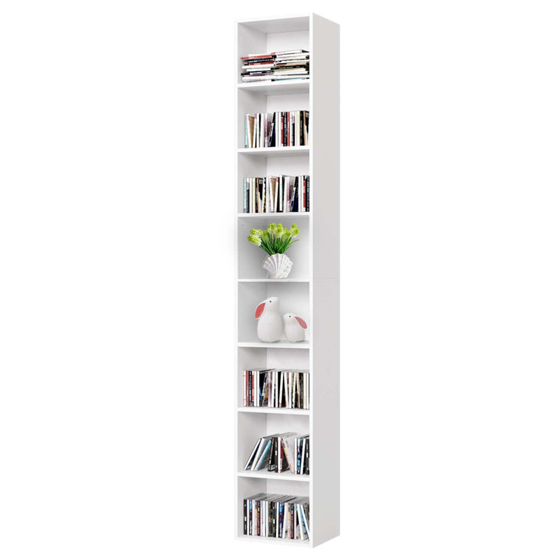 Gracyn 8-Tier Narrow Bookshelf | Adjustable Shelves