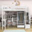  Lit mezzanine en bois avec tiroirs, bureau, armoire et tablettes de rangement Kuster-190467048-147961238