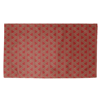 Tapis de zone rouge/beige fait main