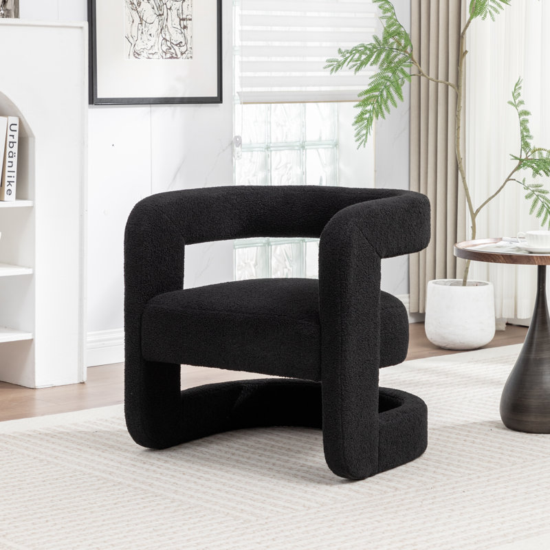 Divaraj Upholstered Barrel Chair, Black Teddy