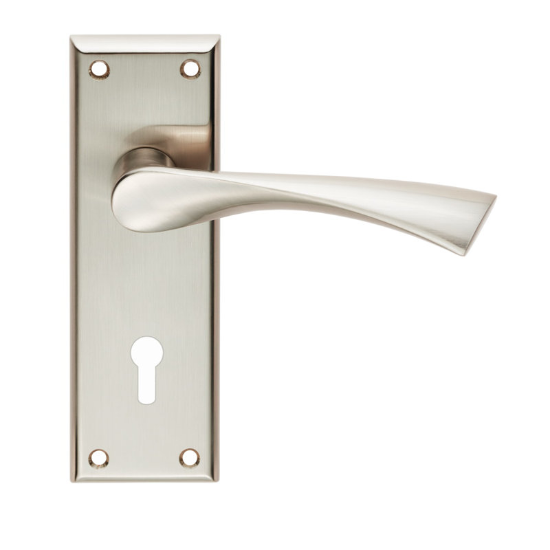 Venti Lock Door Handle, Satin Nickel