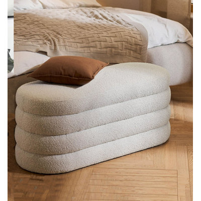 Tabouret de rangement ovale en laine d'agneau